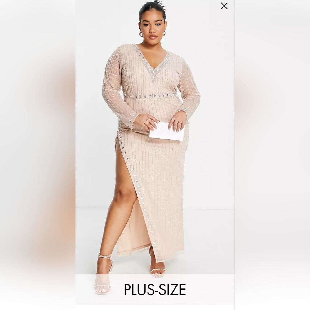🎉HP🎊 Women's Embellished ASOS Gown with Thigh High Split - Picture 2 of 7